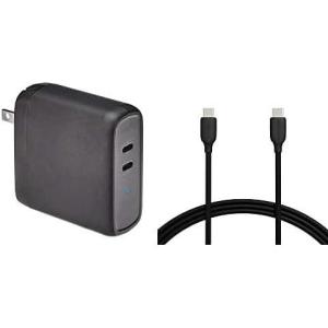 imageAmazon Basics 68W TwoPort GaN USBC Charger 50W  18W for Laptops Tablets and Phones with Power Delivery and 10ft USBC Charging Cable  Black May Ship Separately