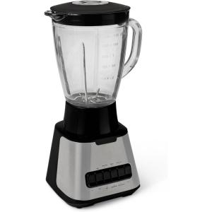 imageAmazon Basics 6Cup 50 Fl Oz Countertop Blender with 6 PreProgrammed Functions Pulse Ice Crush Stainless Steel Blades Glass Jar Up to 700W Black ampamp Silver
