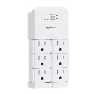 imageAmazon Basics 6Outlet Surge Protector Wall Mount Extender 1080 Joules Rotating Design White6Outlet Wall Mounted