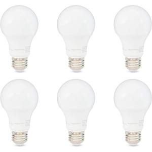 imageAmazon Basics A19 LED Light Bulbs 60 Watt Equivalent Energy Efficient 9W E26 Standard Base Soft White 2700K Dimmable 10000 Hour Lifetime  6PackSoft White