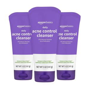 imageAmazon Basics Acne Cleanser Face Wash  Daily Control Maximum Strength 10 Benzoyl Peroxide 5 Ounce Pack of 35 Ounce Pack of 3