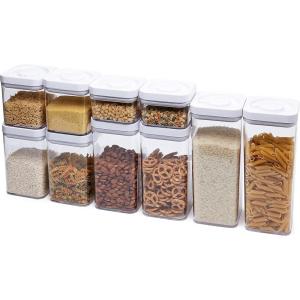 imageAmazon Basics Airtight Food Storage Containers BPA Free with TwistTurn Lids for Kitchen Pantry Organization 10Piece Square Set Clear Plastic10Piece Square Set