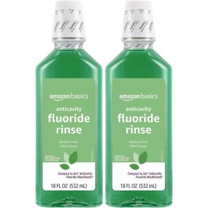 imageAmazon Basics Anticavity Fluoride Rinse AlcoholFree Mint 18 ounce Pack of 418 Fl Oz Pack of 2