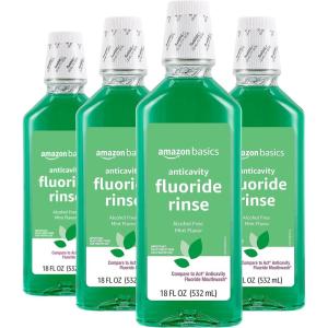 imageAmazon Basics Anticavity Fluoride Rinse AlcoholFree Mint 18 ounce Pack of 418 Ounce Pack of 4