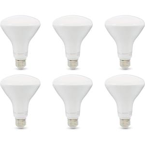 imageAmazon Basics BR30 LED Light Bulbs Energy Efficient Dimmable E26 Standard Base 65 Watt Equivalent 11W 10000 Hour Lifetime Soft White 2700K 6Pack of BulbsSoft White