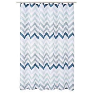imageAmazon Basics Bathroom Shower Curtain Water Resistant Fabric with Grommets ampamp Hooks Machine Washable 72quotx72quot Light Brown BeigeBlue Ombre Chevron