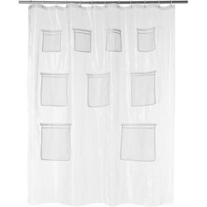 imageAmazon Basics Bathroom Shower Curtain Water Resistant Fabric with Grommets ampamp Hooks Machine Washable 72quotx72quot Light Brown BeigeClear