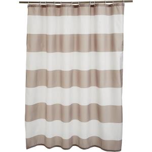 imageAmazon Basics Bathroom Shower Curtain Water Resistant Fabric with Grommets ampamp Hooks Machine Washable 72quotx72quot Light Brown BeigeLight Brown  Beige
