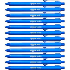 imageAmazon Basics Black Ballpoint Pens for Smooth Writing Retractable 12PackBlue