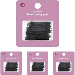 imageAmazon Basics Bobby Pins in Case Black 72 Count Pack of 4Black