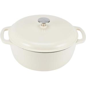 imageAmazon Basics Cast Iron Dutch Oven Pot with Lid Enameled Round Dual Handles HeavyDuty Large 73quart BlueWhite