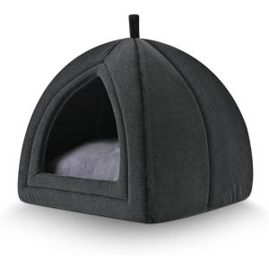imageAmazon Basics Cat Cave Bed 2in1 Foldable House for Indoor Cats with Washable Cushion and NonSlip Base 15 x 15 Inches SmallL175175175