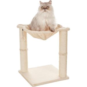 imageAmazon Basics Cat Condo Tower with Hammock Bed and Scratching PostEasy to AssemblePlush HammockInteractive Hanging Ball Durable Sisal Scratch Posts for Indoor Cats 158 x 158 x 197 Inches GrayBeige
