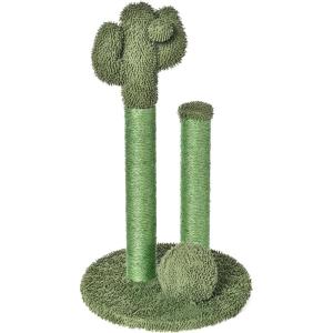 imageAmazon Basics Cat Scratcher  Indoor Cactus Triple Posts Cat ampamp Kittens Scratching Post with Dangling Ball Small 224quotH  GreenSmall  224 H