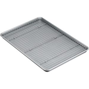 imageAmazon Basics Ceramic Nonstick Baking Sheets ampamp Cooling Rack Set NonToxic Half Sheet Size 2Pack GrayGray