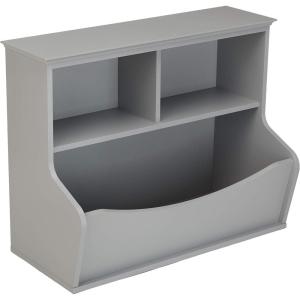 imageAmazon Basics Childrens 3 Shelf MultiFunctional Bookcase and Toy Storage Bin  Grey 1484quotD x 3125quotW x 2456quotHGrey