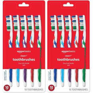 imageAmazon Basics Clean Plus Toothbrushes Soft Full 10 Count 1 Pack Previously Solimo10 Count Pack of 2