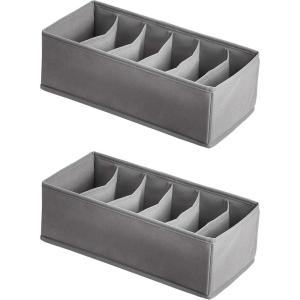 imageAmazon Basics Cloth Drawer Storage Organizer Boxes for Socks Underwear and Baby Items Set of 6 GrayPack of 2