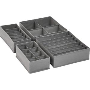 imageAmazon Basics Cloth Drawer Storage Organizer Boxes for Socks Underwear and Baby Items Set of 6 GraySet of 4
