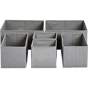 imageAmazon Basics Cloth Drawer Storage Organizer Boxes for Socks Underwear and Baby Items Set of 6 GraySet of 6
