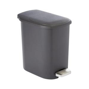 imageAmazon Basics Compact Plastic Bathroom Trash Can with Hands Free Foot Pedal Quiet Close StepOn 6 Liters Black Lid IncludedBlack