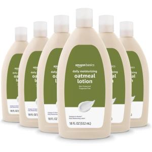 imageAmazon Basics Daily Oatmeal Body Lotion and Skin Protectant Moisturizer Fragrance Free 18 Fl Oz Pack of 6 Previously Solimo18 Ounce Pack of 6