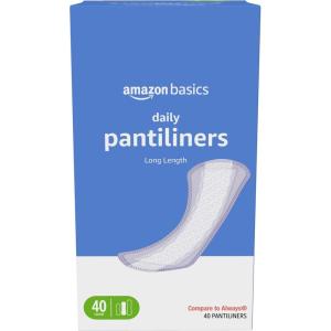 imageAmazon Basics Daily Pantiliner Regular Length Pads for Women Unscented 300 Count 6 Packs of 50 Previously SolimoLong
