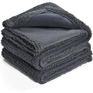 imageAmazon Basics Dog Blanket Washable Fleece Couch Cover Protector for Indoor Pets Small Medium Large Dogs 57x40 Inches Gray