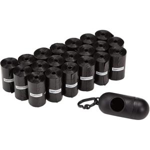 imageAmazon Basics Dog Poop Leak Proof Bags with Dispenser and Leash Clip Unscented 300 Count 20 Pack of 15 Black 13 x 9 Inch300 Count