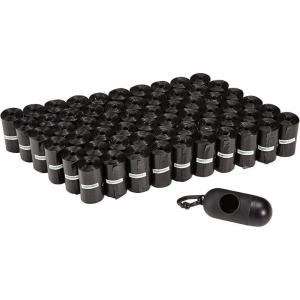 imageAmazon Basics Dog Poop Leak Proof Bags with Dispenser and Leash Clip Unscented 300 Count 20 Pack of 15 Black 13 x 9 Inch900 Count