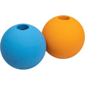 imageAmazon Basics Dog Toys Interactive Assorted Rubber Balls Pack of 3 25 inch Blue Beige OrangeFetch Balls Pack of 2