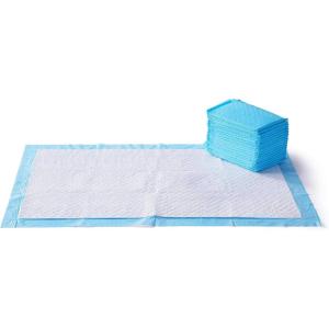 imageAmazon Basics Dog and Puppy Pee Pads with 5Layer LeakProof Design and QuickDry Surface for Potty Training Heavy Duty Absorbency XLarge 28 x 34 Inch  Pack of 25 Blue ampamp WhiteGiant