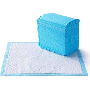imageAmazon Basics Dog and Puppy Pee Pads with 5Layer LeakProof Design and QuickDry Surface for Potty Training Heavy Duty Absorbency XLarge 28 x 34 Inch  Pack of 25 Blue ampamp WhiteRegular
