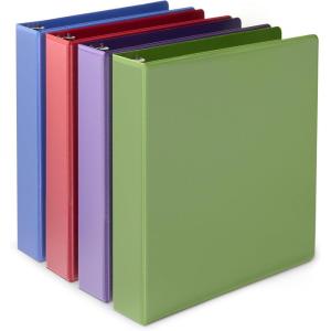 imageAmazon Basics Economy 3 Ring Binder 12quot DRing with 2 Pockets Assorted Colors 4PackAssorted