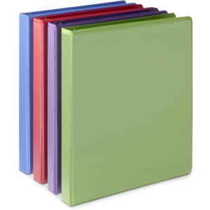 imageAmazon Basics Economy 3 Ring Binder 12quot DRing with 2 Pockets Assorted Colors 4PackAssorted Colors