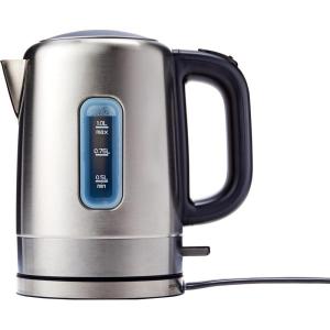 imageAmazon Basics Electric Stainless Steel Kettle for Tea and Coffee BPAFree Fast Boiling Auto ShutOff 11 Quarts 1500W Black and Silver