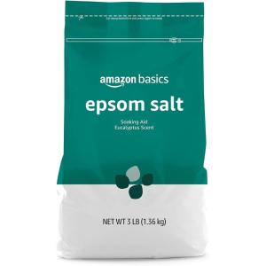 imageAmazon Basics Epsom Salt Soaking Aid Eucalyptus Scented 3 Pound Previously SolimoEucalyptus