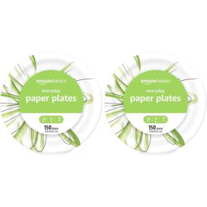 imageAmazon Basics Everyday Paper Plates 10 Inch Disposable 150 Count150 Count Pack of 2