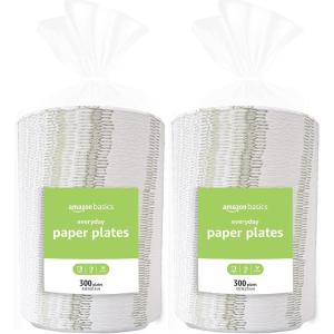 imageAmazon Basics Everyday Paper Plates 862 Inch Disposable 100 Count300 Count Pack of 2