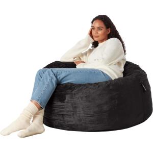 imageAmazon Basics Extra Large Bean Bag Chair Lounger 7 ft Memory Foam Filled Microfiber Cover Pink SolidBlack