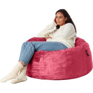 imageAmazon Basics Extra Large Bean Bag Chair Lounger 7 ft Memory Foam Filled Microfiber Cover Pink SolidPink