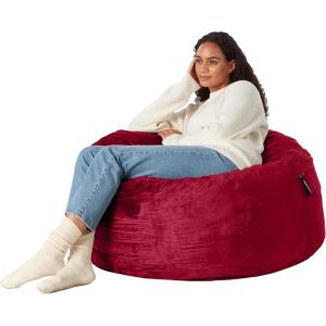 imageAmazon Basics Extra Large Bean Bag Chair Lounger 7 ft Memory Foam Filled Microfiber Cover Pink SolidRed