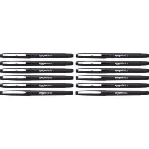 imageAmazon Basics Felt Tip Marker Pens Versatile for Writing Drawing and Journaling Assorted Colors 24PackBlack