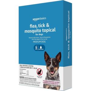 imageAmazon Basics Flea Tick ampamp Mosquito Topical Treatment for Medium Dogs 1120 pounds 6 Count Previously Solimo6 Count