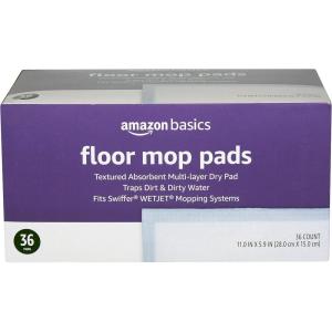 imageAmazon Basics Floor Mopping Pads Fits Swiffer WetJet Mopping Systems 36 Count Pack of 1Pack of 1