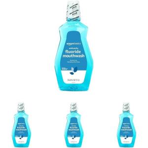imageAmazon Basics Fluoride Mouthwash for Adults Anticavity Alcohol Free  Refreshing Mint Flavor 1 Liter 1Pack338 Fl Oz Pack of 4
