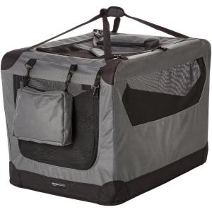 imageAmazon Basics Folding Portable Soft Pet Dog Crate Carrier Kennel 36 x 24 x 24 inches BlueGREY