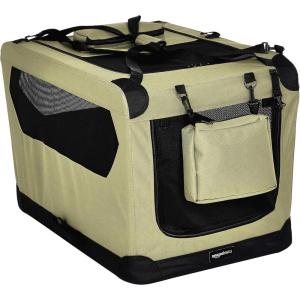imageAmazon Basics Folding Portable Soft Pet Dog Crate Carrier Kennel 36 x 24 x 24 inches BlueKHAKI