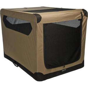 imageAmazon Basics Folding Soft Crate for Cat Dog Rabbit Portable and Collapsible 36 Inch Tan L 36quot x 24quot x 24quottan