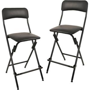 imageAmazon Basics Folding Stool with footrest 300lb Capacity 24quot Height White Set of 2Black